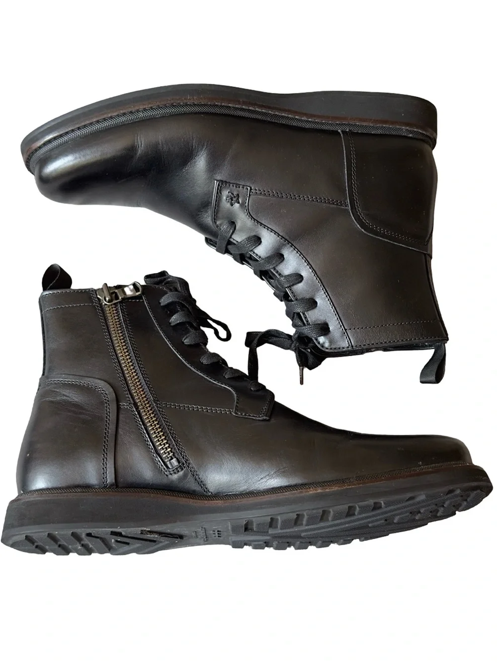 John Varvatos Men's Mineral Black Brooklyn Lug Lace Boots - SIZE 12